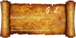 Gacsári Lola névjegykártya